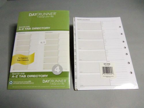 NEW Day Runner A-Z Tab Directory Size 4 / Classic Size FREE SHIPPING