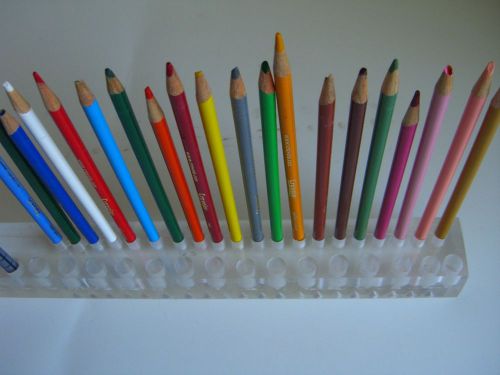 Long Plastic Desktop Stationery Pencil Holder holds 20 pencils &amp; 21 pens