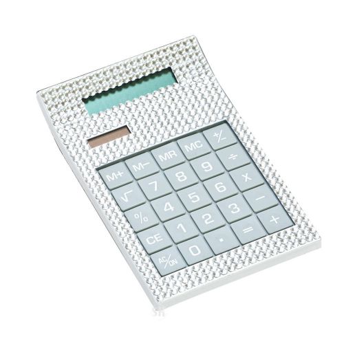 Medium crystal rhinestone clear solar powered calculator desk office supplies for sale