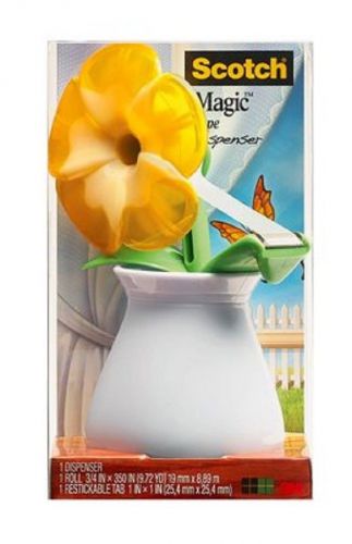 Scotch Flower &amp; Vase Magic Tape Dispenser - Holds and has 1 Tape Fun Gift! NEW