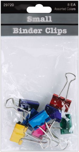 Small Binder Clips 3/4 Inch 8/Pkg-Assorted Colors 085288297205