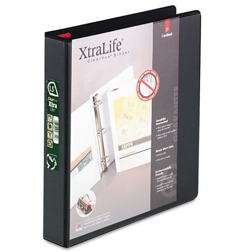 XtraLife ClearVue Non-Stick Locking Slant-D Ring Binder, 1-1/2&#034;, Black