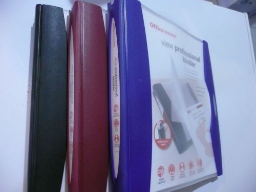 FOUR NEW Office Depot View Professional 1&#034; Binder (2  Black, 1 Blue, 1 Red)