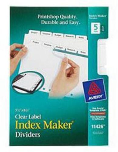 Avery Mini Index Maker Clear Label Dividers 5-1/2&#039;&#039; x 8-1/2&#039;&#039; 5-Tab 1 Set White