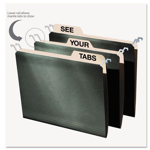 Hanging file folders with innovative top rail, letter, green, 20/pack for sale
