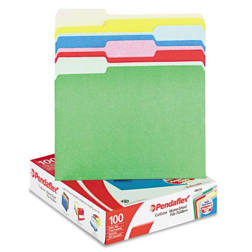 Cutless/watershed file folders, 1/3 cut top tab, letter, assorted, 100/box for sale