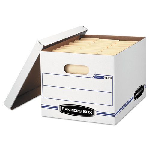Stor/file storage box, letter/legal, lift-off lid, white/blue, 12/carton for sale