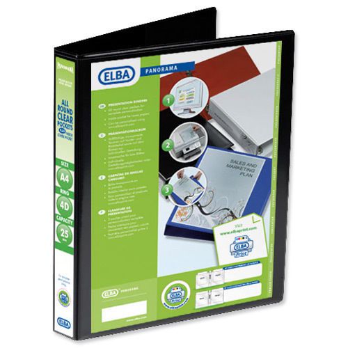 7 X Panorama Presentation Ring Binder PVC 4 D-Ring 25mm Capacity A4 Office MEZ