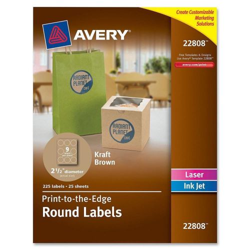 Avery Print-to-the-Edge Round Labels - 2.5 inch - Kraft Brown - 22808