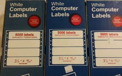 3 Avery 4013 Pin Fed Continuous Labels, 1 Across, 3-1/2&#034;x15/16&#034;, 5000/BX White