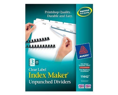 Avery Index Maker Clear Label Divider - Blank - 8.50&#034; X 11&#034; - 25 / (ave11442)