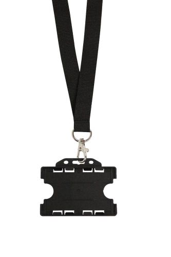Black 20mm lanyard with breakaway and zinc alloy clip plus card holder for sale