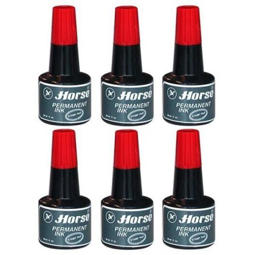 6 pieces horse red stamp pad water proof refill permanent ink 30 cc per each for sale