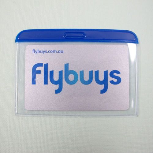 Large sized blue transparent clear plastic id card pouches name badge holder for sale