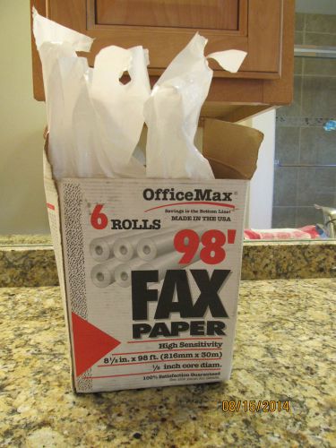 FAX PAPER - 3 ROLLS - OFFICE MAX MADE IN USA 98&#039; ROLLS - 3 NEW ROLLS IN OLD BOX