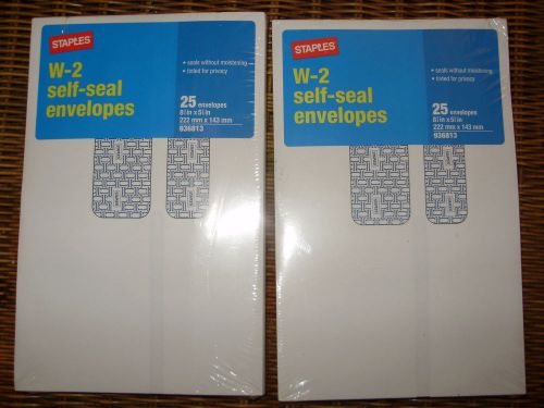 W-2  Envelopes / Lot of 50 W-2 Self- Seal Envelopes / 2 Sets of 25 Tax Envelopes