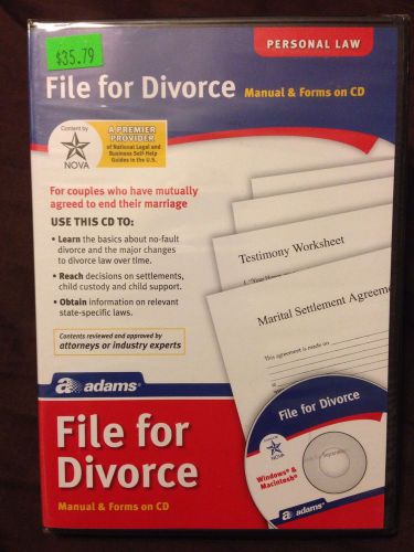 Adams Personal Law Forms File For Divorce CD State Specific Manual PDF
