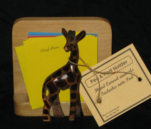 Beautiful Handcrafted Solid Wood Note Pad Holder~Hand Carved Giraffe~Kenya~p2