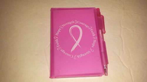 Breast Cancer Awareness Compact Notepad with Pen Pink Ribbon Design #2