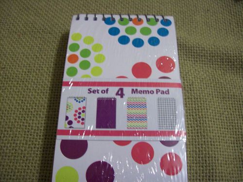 =LOT#0 NIP 4 PACK MEMO NOTE PADS PRINTED DESIGNED COVERS HOME OFFICE TEACHER NEW