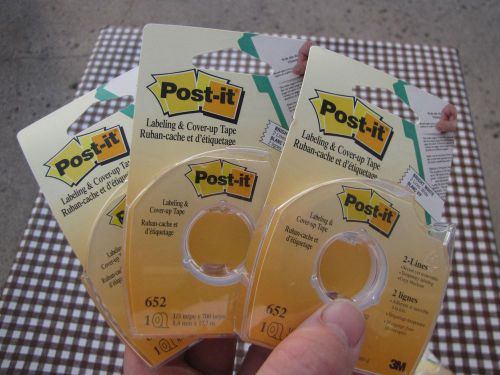 3 PACK POST IT COVER UP TAPE 652 LABELING &amp; COVERING 3M 1/3 BY 700 INCHES