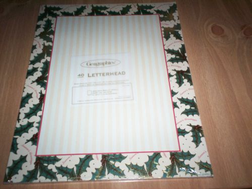 Holiday Computer Paper Golden Holly 40 Letterhead Foil Border Geographics