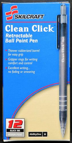 Skilcraft Rubberized Retractable Ball Point Pen Black Med New Box of 12