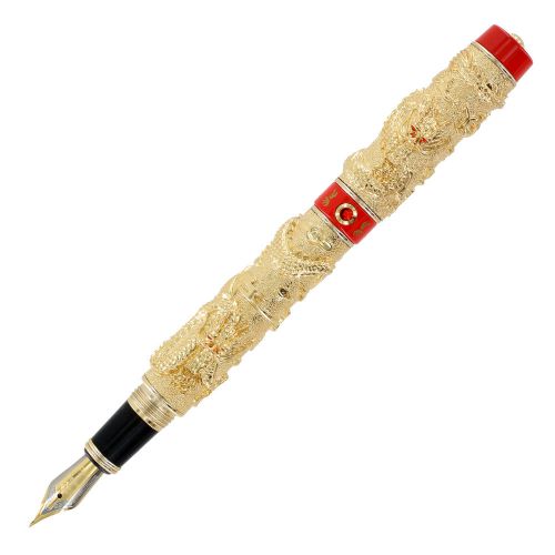 JinHao Deluxe Classic Chinese Dragon with Pearl Gold Fountain Pen, Medium Point