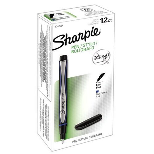 Sharpie Pen Permanent Marker Pen Fine Point Blue 1 Box