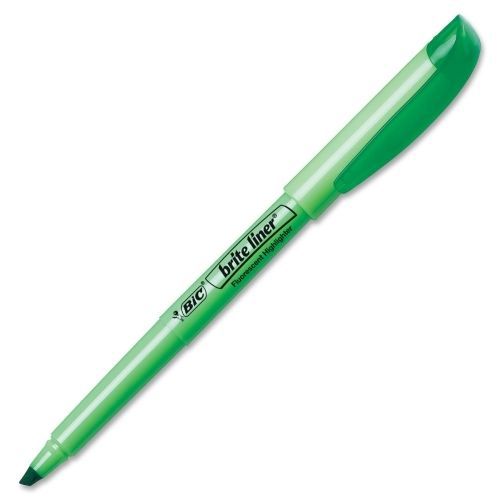 BIC Brite Liner Highlighter - Chisel Point - Fluorescent Green Ink - 12/PK
