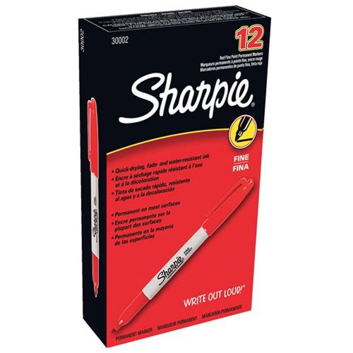Sharpie Permanent Marker Pen Fine Point Red 1 Box