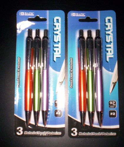 6~~BAZIC Crystal 0.7mm Mechanical Pencil #2 ~ASSORTED COLORS~~VERY CUTE!!!