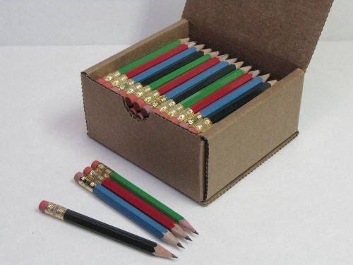 Half Pencils with Eraser - Golf/Classroom/Pew #2 Box of 72, 4 Colors