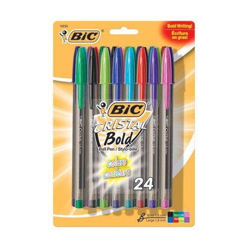 BIC Cristal Bold Ball Pen 24pk Assorted