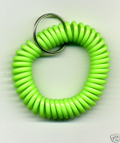 (50) Spiral Wrist Coil Key Chains - GREEN
