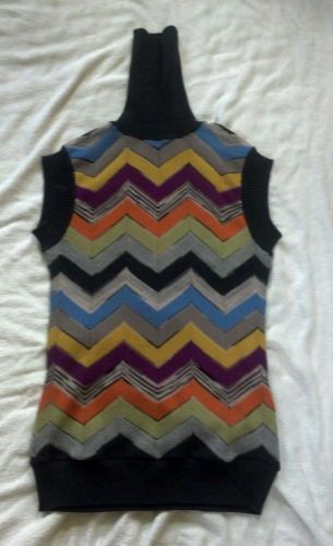 Missoni Iconic Zig Zag &#034;M&#034; Tunic Sweater 8/44 ~Multi-color shirt/top/turtleneck