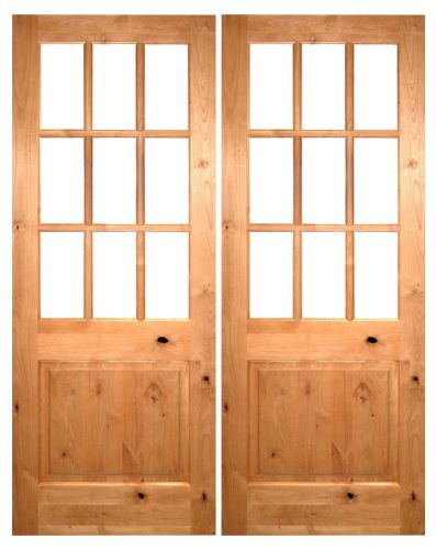 Knotty alder exterior craftsman designed double solid wood 9 lites for sale