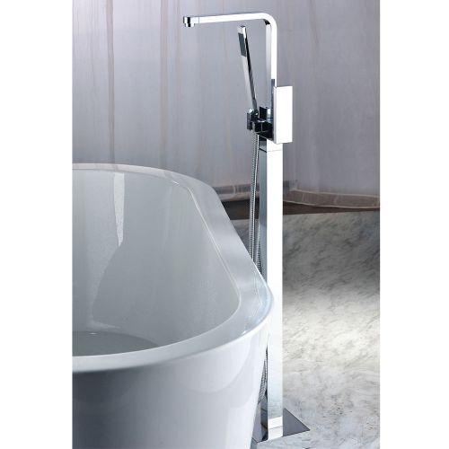 Modern Floor Mounted Clawfoot Tub Filler Shower Faucet Chrome Tap Free Shipping