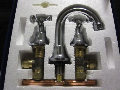 QUALITY EXCELL TAPWARE CLASSIC GOOSENECK BASIN TAP SET SOLID BRASS CHROME FINISH