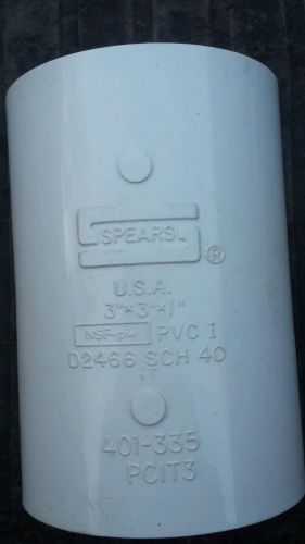 Spears 401 Series PVC Pipe Fitting, Tee, Schedule 40, White, 3&#034; x 1&#034; Socket