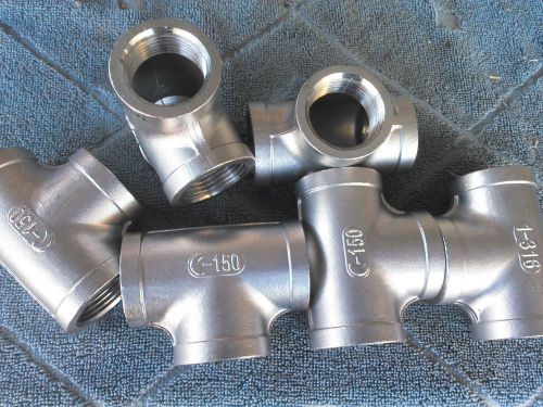 LOT OF (6) Tee,1&#034; Pipe,Threaded,316 Stainless Steel,Class 150