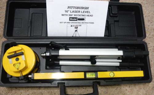 16&#034; LASER LEVEL WITH 360 DEGREE ROTATING HEAD*PITTSBURGH* NEVER USED*WITH CASE