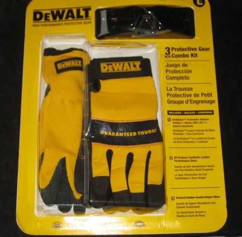 NIP DeWALT Protective Gear Combo Kit Glasses Leather Performance&amp;Gripper Gloves