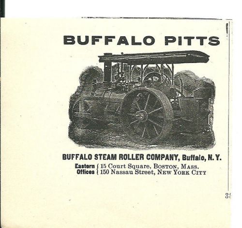 1905 Buffalo Steam Roller Co. Buffalo, N.Y.Buffalo Pitts Steam Roller ad