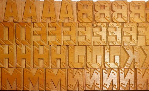 124 piece unique vintage letterpress wooden type printing blocks unused s1156 for sale