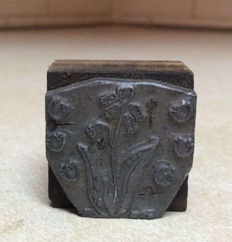 Antique Advertising Wooden Printing Block Floral Bouquet