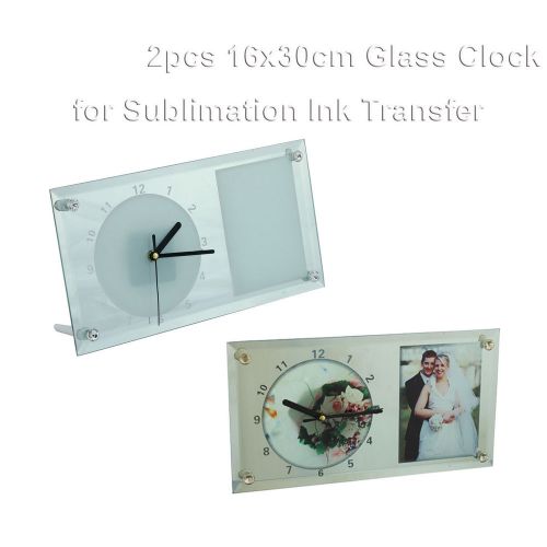 2pcs blank sublimation glass clock printing heat press transfer christmas gifts for sale