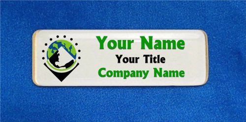 World Square Custom Personalized Name Tag Badge ID Green Earth Sales Business