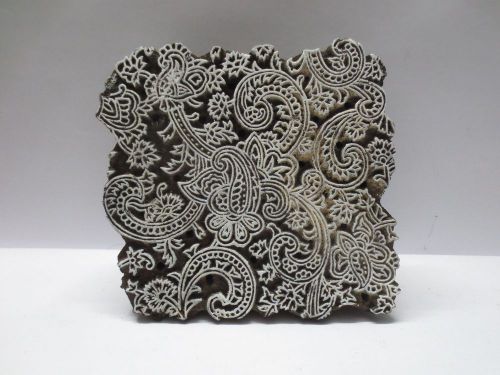 INDIAN WOODEN HAND CARVED TEXTILE PRINTING ON FABRIC BLOCK STAMP FINE PATTERN