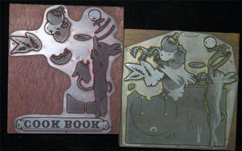2x printing blocks - book cover - &#034;the geordie cook book&#034;  c1971 for sale